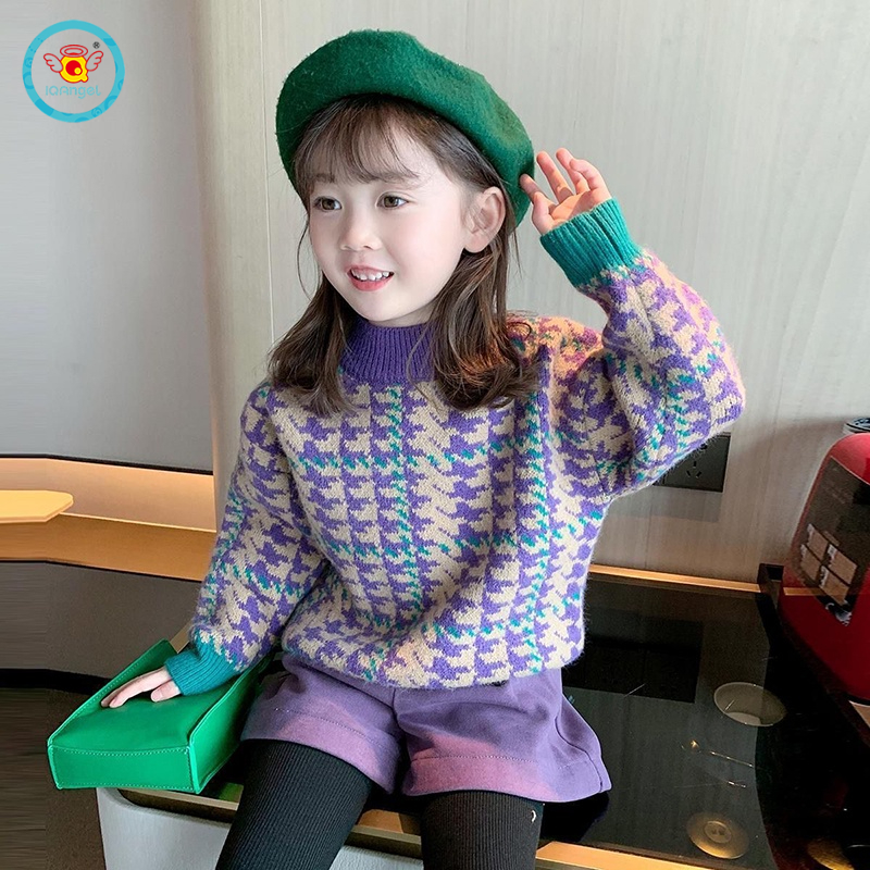 Áo sweater IQ Angel dệt kim dày dặn phong cách thời trang Hàn Quốc mới cho