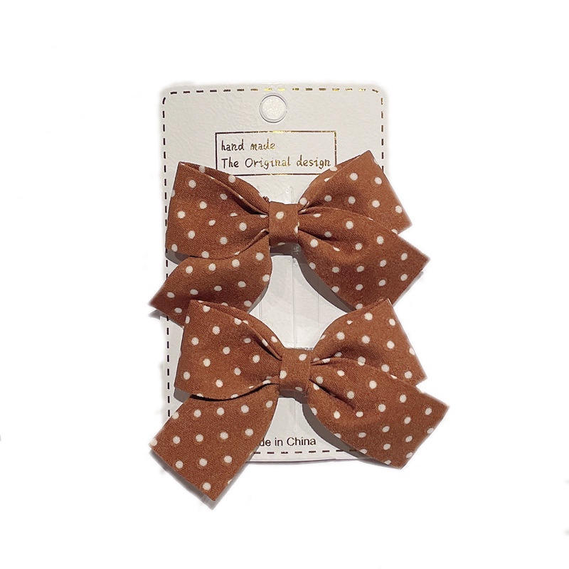Bộ 2 Kẹp Tóc Nơ Họa Tiết Chấm Bi Thời Trang Hàn Quốc Dành Cho Bé Gái