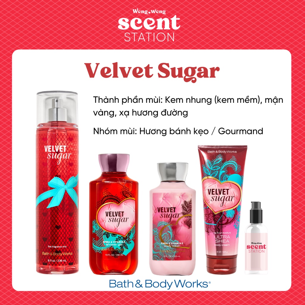 Bộ Sản Phẩm Chăm Sóc Cơ Thể Toàn Diện BBW mùi Velvet Sugar