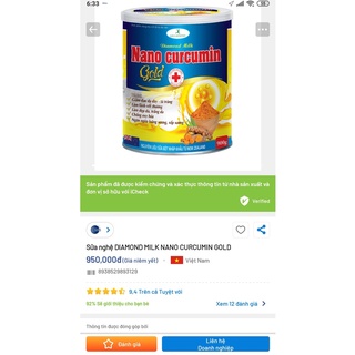 (Combo 3hộp 900g, HSD 2026) Sữa nghệ Nano Curcumin Gold.