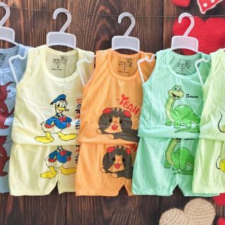 Bộ cotton hình cộc tay cho bé