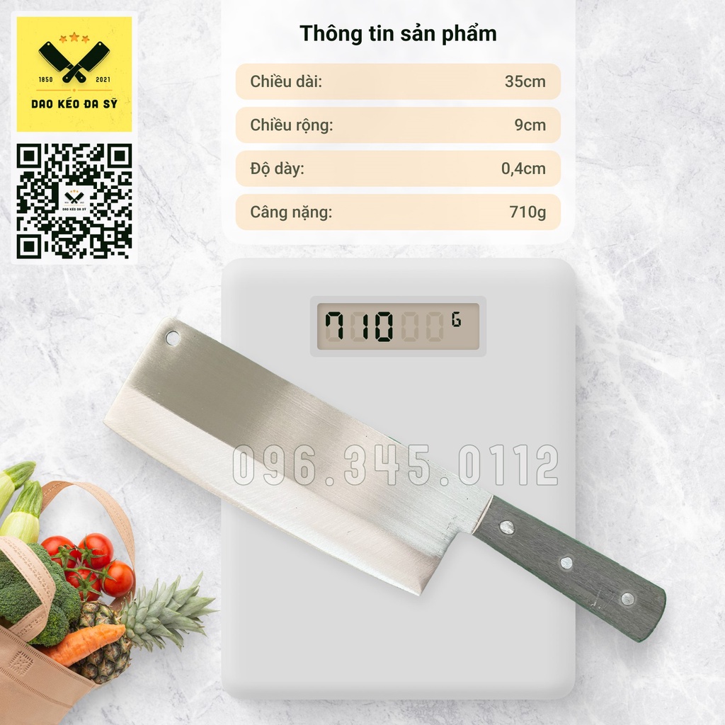 Dao chặt gà, chặt vịt, chặt xương - Dao Đa Sỹ - thép Nhật trắng không gỉ