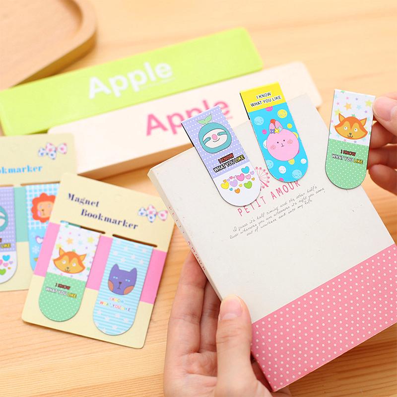 2 PC Chống Rơi Hai Mặt Từ Tính Đánh Dấu Trang Hoạt Hình Dễ Thương Động Vật Công Viên Từ Tính Đánh Dấu Trang Sáng Tạo Thư Mục Sách Mini