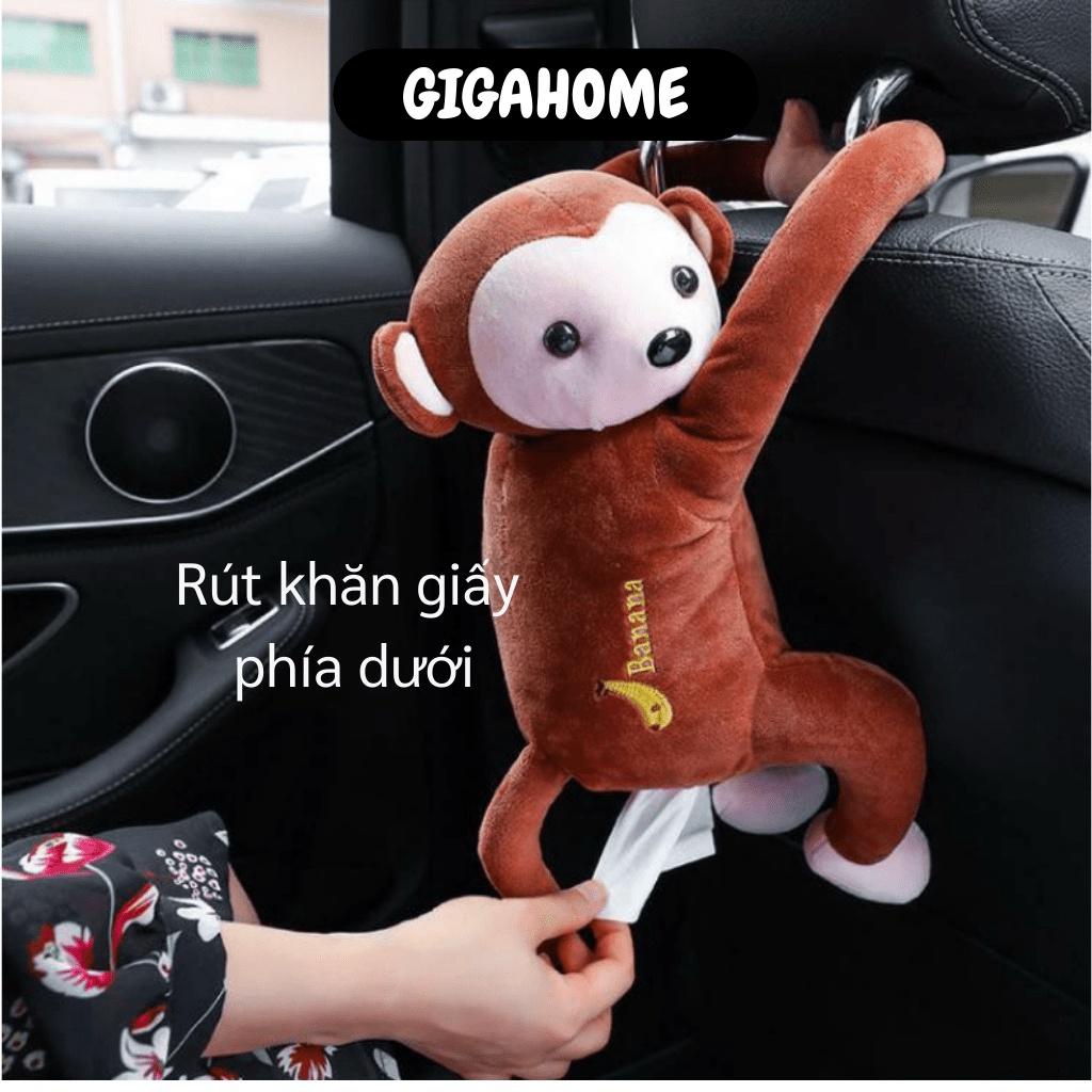 Hộp Đựng Khăn Giấy Treo Xe GIGAHOME Khỉ Nhồi Bông Chứa Khăn Giấy Treo Xe Hơi Dễ Thương 8364