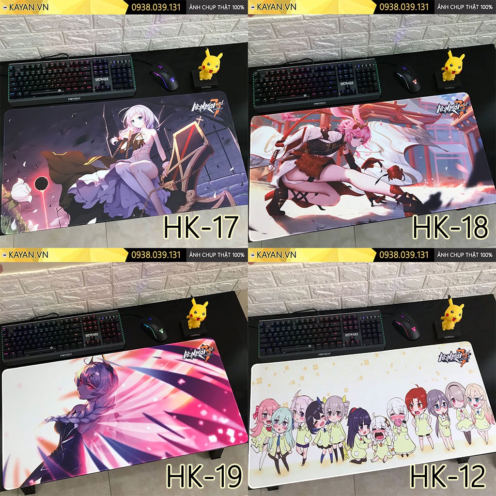 [CHỐNG NƯỚC] [80x40x0.3] HONKAI IMPACT 3 - Tấm lót chuột, bàn di chuột, mouse pad game SIZE lớn