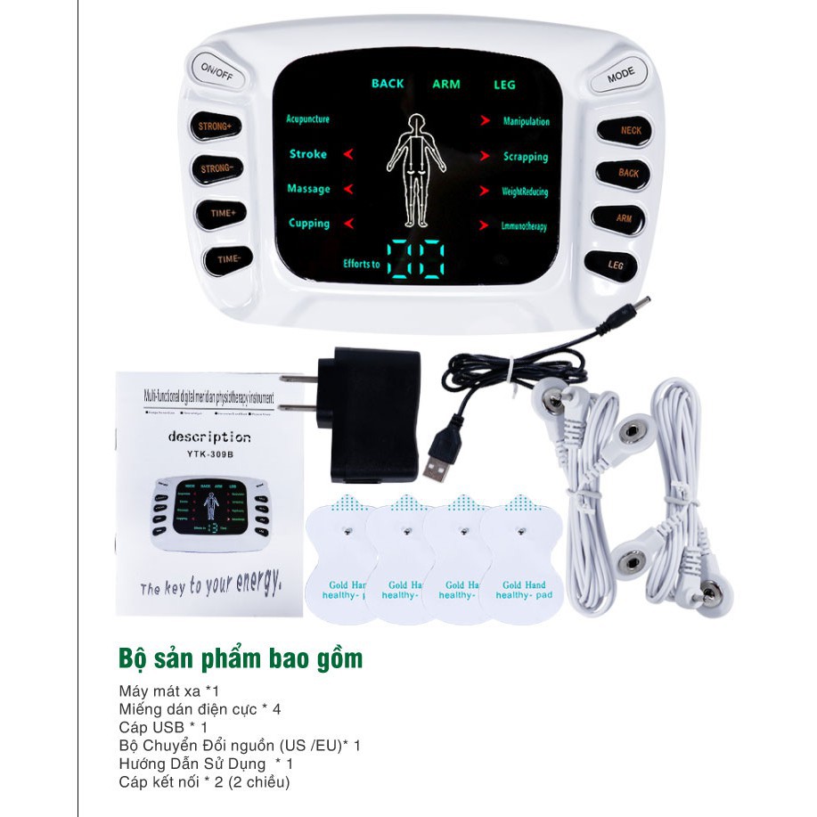 Máy Mát Xa Xung Điện, Máy Massage Trị Liệu 8 Miếng Dán, Máy Xung Điện Trị Liệu