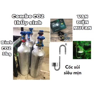 Combo co2 3kg full khí + van điện mufan + cốc sủi siêu mịn | co2 cho bể thuỷ sinh