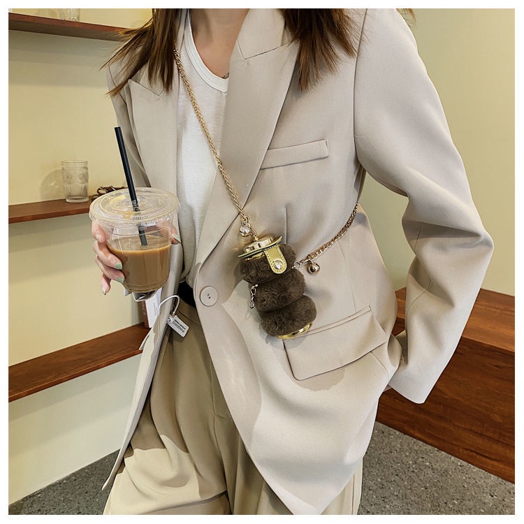 Túi đeo chéo Mini phối lông thời trang 2021 cho nữ