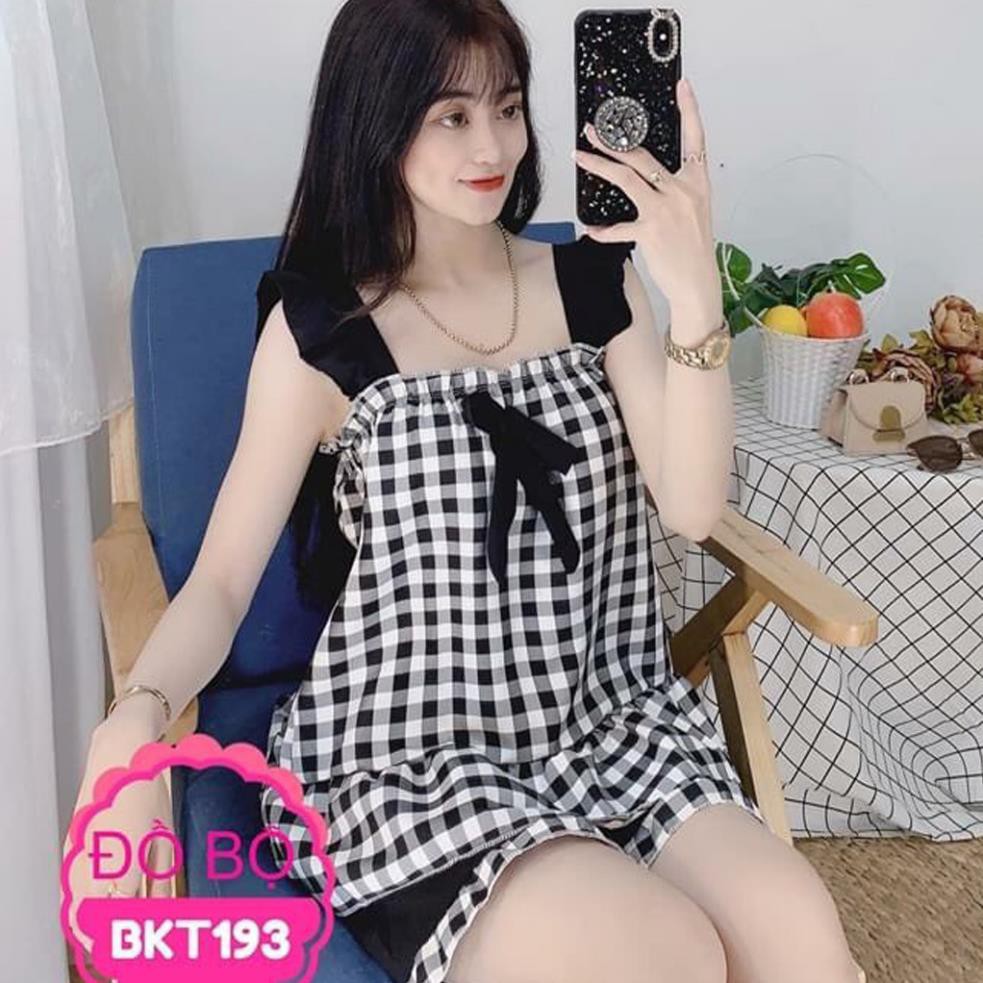Đồ mặc nhà nữ💥 FREE SHIP 💥 Đồ bộ ngủ xinh xắn, kẻ sọc caro siêu dễ thương. DB2 | BigBuy360 - bigbuy360.vn