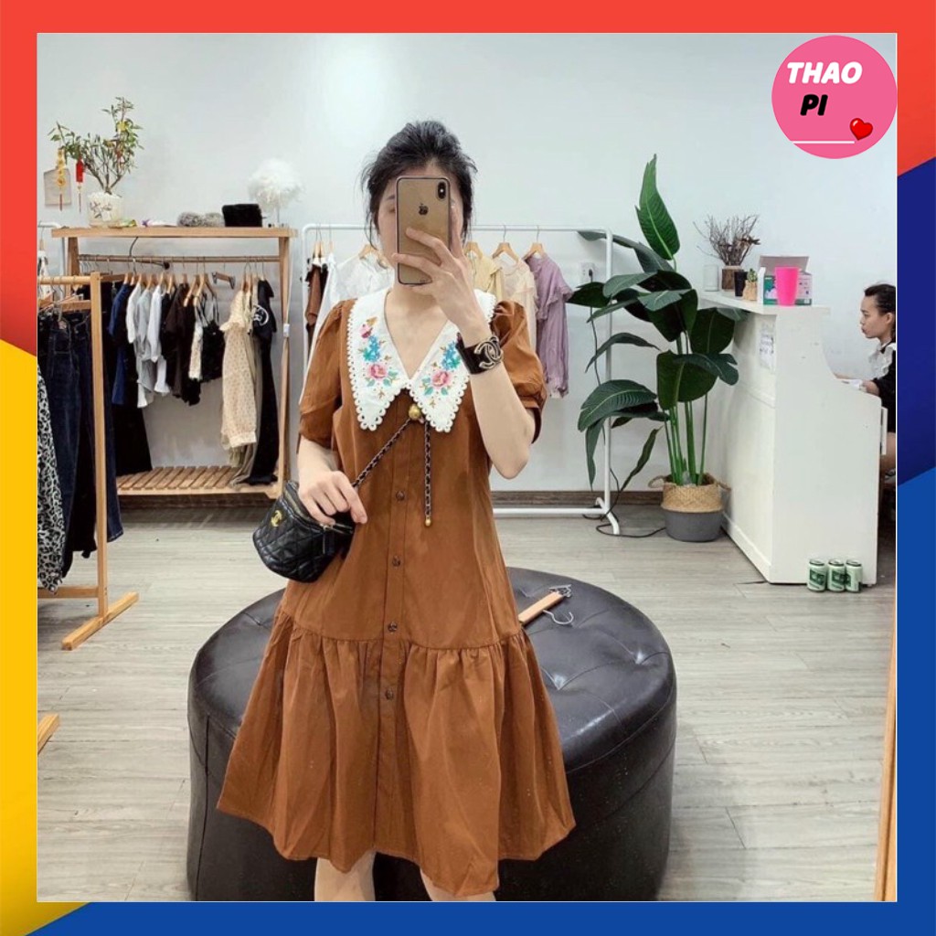 Đầm suông babydoll phối bèo hoa siêu dễ thương