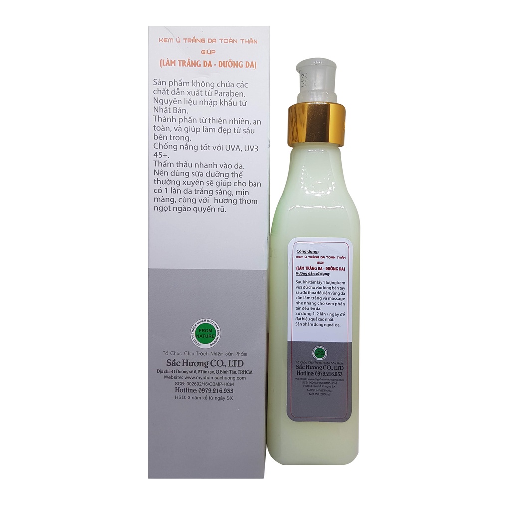 KEM SẮC HƯƠNG Ủ TRẮNG DA TOÀN THÂN GIÚP LÀM TRẮNG DA DƯỠNG DA 200ML | BigBuy360 - bigbuy360.vn