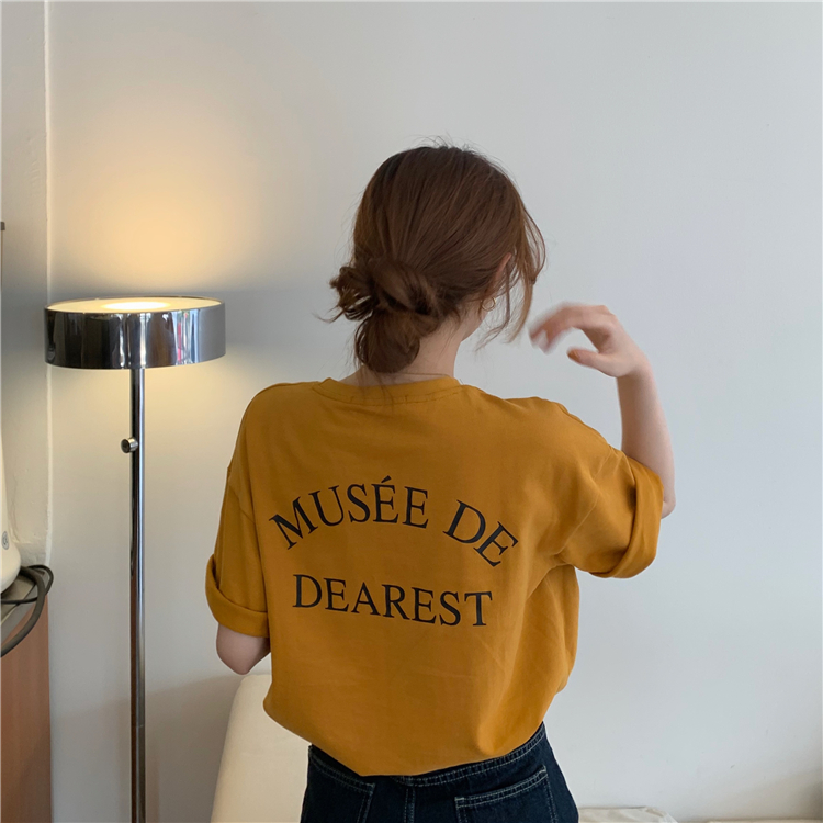 Áo Thun Ngắn Tay In Chữ Đơn Giản Cho Nữ