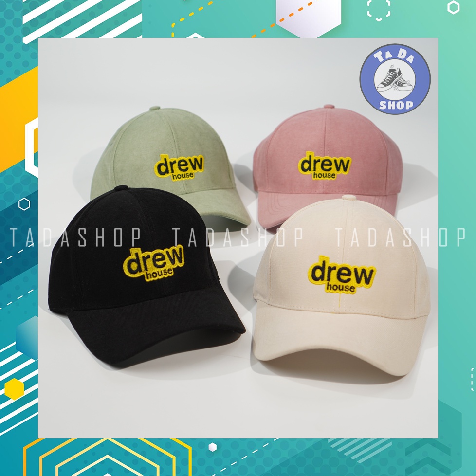 [Ảnh thật] Mũ lưỡi trai/Nón kết thêu chữ Drew phong cách Ulzzang form unisex nam nữ