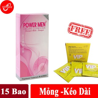 Bao cao su Powermen longsock and superthin siêu mỏng tặng hộp bcs 3c