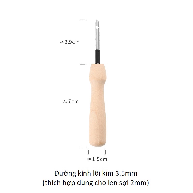 Kim thêu len cán gỗ loại nhỏ dùng trong Thêu nổi - Punch Needle