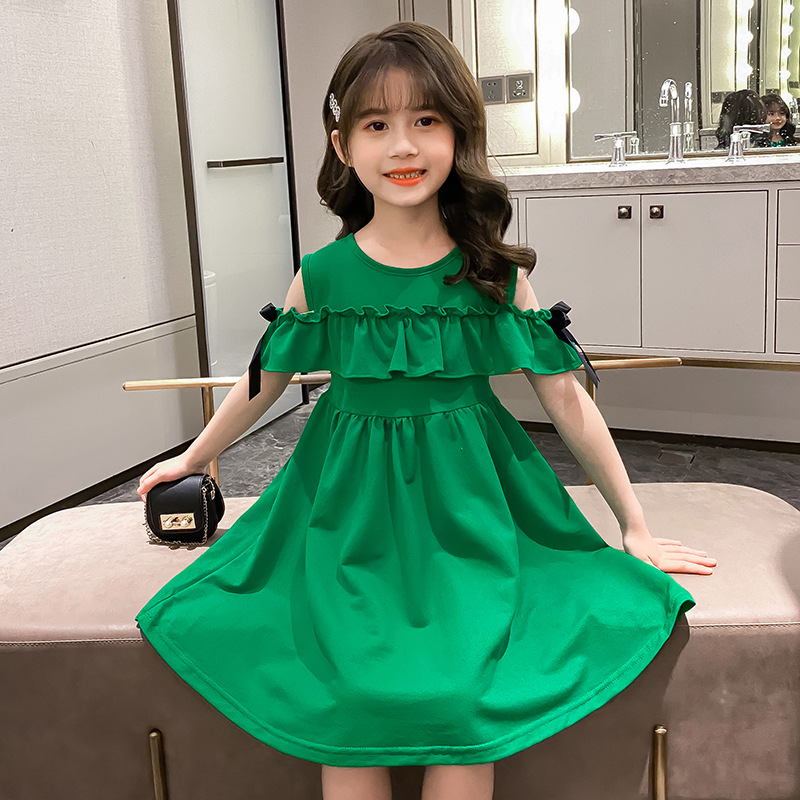 Đầm Hở Vai Kiểu Hàn Quốc Thời Trang Mùa Hè Cho Bé Gái