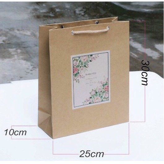 Túi giấy kraft môi trường đựng quà tặng - 30 x 25 x 10 cm