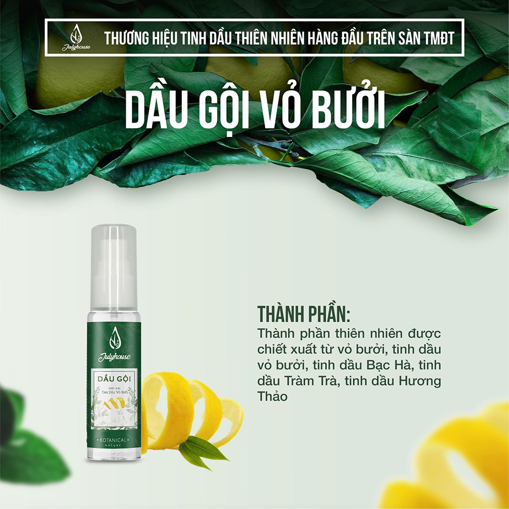 Dầu gội Bưởi kích thích mọc tóc, giảm giàu hiệu quả 30ml JULYHOUSE