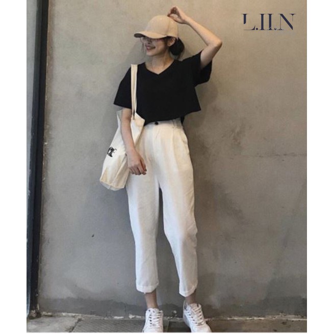 Áo phông nữ tay ngắn trơn, big size, form rộng chất co giãn thời trang Liin Clothing SP009