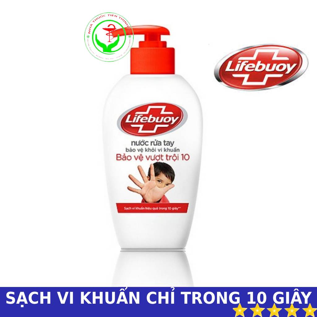 Nước rửa tay Lifebuoy bảo vệ khỏi vi khuẩn vượt trội sạch vi khuẩn hiệu quả trong 10 giây chai 177ml