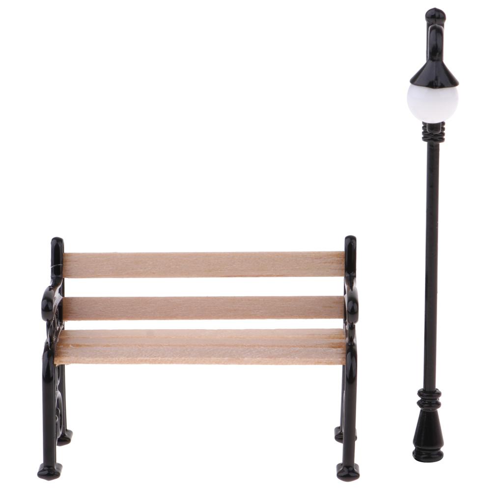 Đồ trang trí Ghế Dài Công Viên Bằng Gỗ Resin Trang Trí Tiểu Cảnh DIY