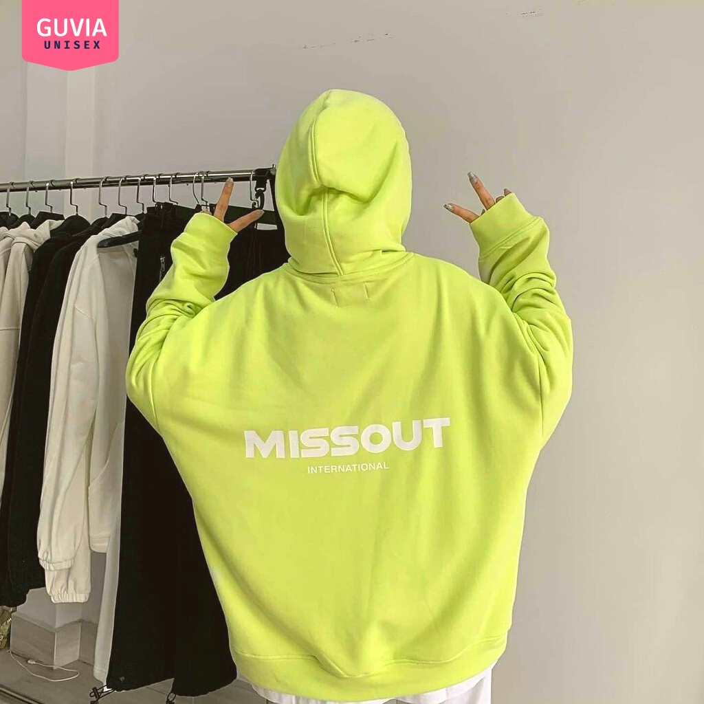 Áo khoác nỉ Hoodie Dây Kéo MISSOUT Ulzzang form rộng nam nữ áo nỉ bông Unisex AKN8 Guvia