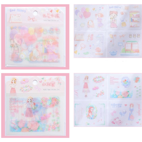 sticker set 4 nhỏ cô gái hình vẽ S16 thần tượng chữ kí