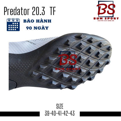 [ Tặng Túi Rút + Tất ] Giày đá banh cỏ nhân tạo Predator 20.3  TF Trắng Đồng đế Chắc Chắn – BUMSPORT