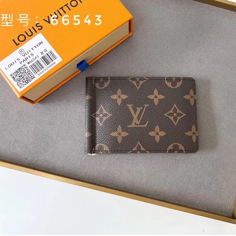 Sẵn sàng giao hàng 100% nguyên bản chính hãng Louis Vuitton LV nam và nữ Kẹp vé monogram mới M66543 Hộp đựng đô la Mỹ
