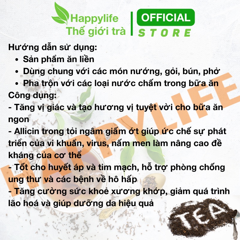 Đặc Sản Tỏi Ngâm Giấm Ớt Happylife hũ 390g - Phòng Cảm Cúm Viêm Họng, Tốt Cho Huyết Áp Tim Mạch, Chống Lão Hoá, Đẹp Da
