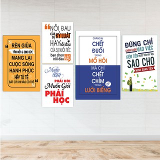 Tranh slogan tuyền động lực, bộ 6 tấm chất liệu gỗ in tráng gương 05