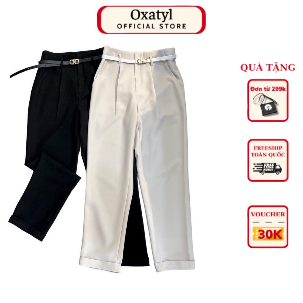 Quần baggy nữ lưng cao Oxatyl M66 kèm đai cao cấp