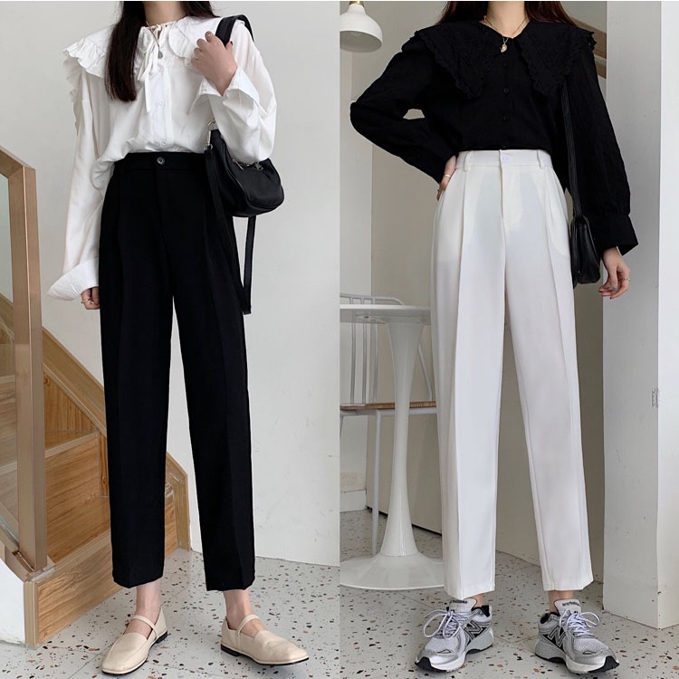 Quần dài lưng cao thiết kế mới thời trang mùa thu theo phong cách hàn quốc