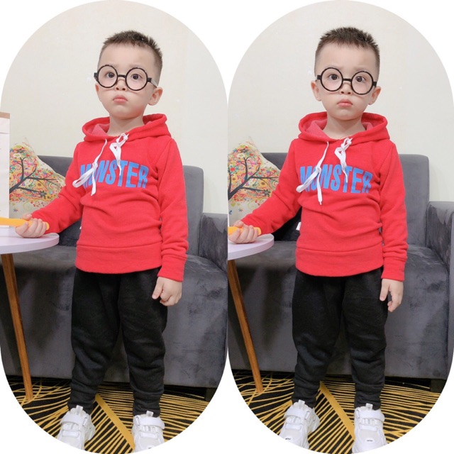 Bộ nỉ lót lông có mũ siêu mềm, nhẹ cho bé trai, gái , thấm hút mồ hôi cực tốt, không lo xù lông hay phai màu