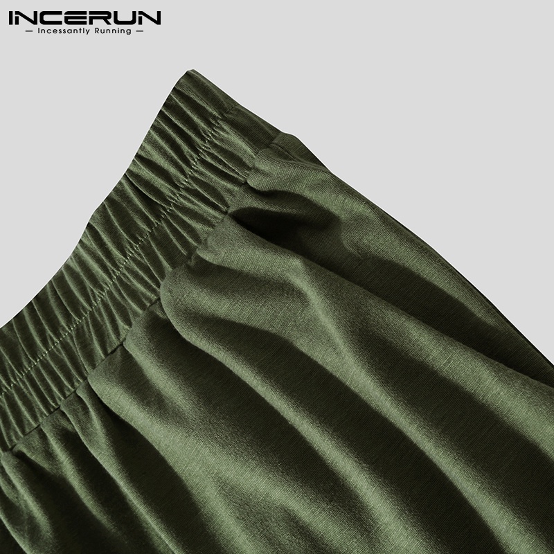 Bộ quần áo INCERUN thiết kế tay ngắn 3 màu đơn giản tùy chọn dành cho nam