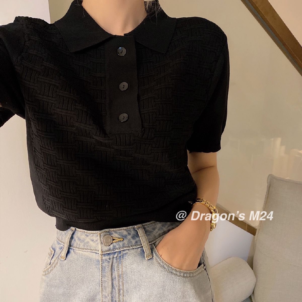 Áo Sweater Cổ Polo Ngắn Tay Thời Trang Dành Cho Nữ 172498 | BigBuy360 - bigbuy360.vn