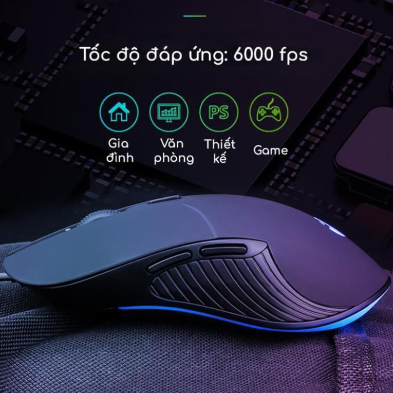 Chuột gaming led có dây chính hãng Inphich Fick FB1 P 😍FREESHIP😍 - 4000 DPI  LED đổi màu không tiếng ồn | BigBuy360 - bigbuy360.vn
