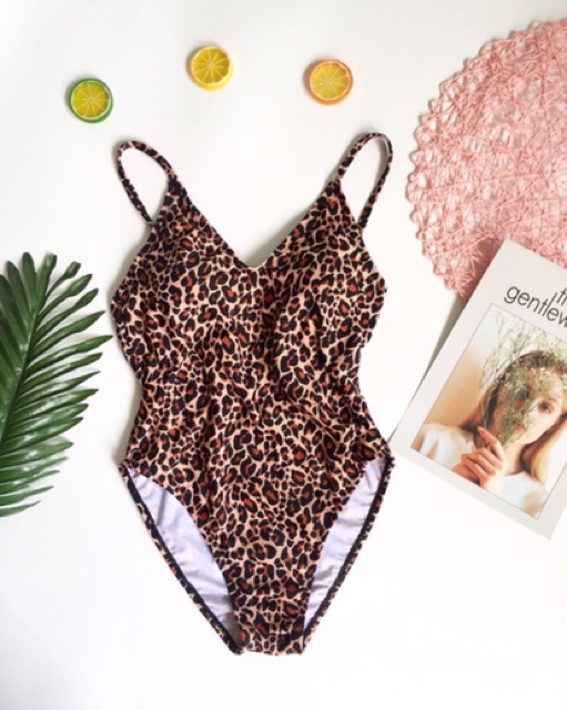 Bikini liền mảnh da beo hở lưng quyến rũ