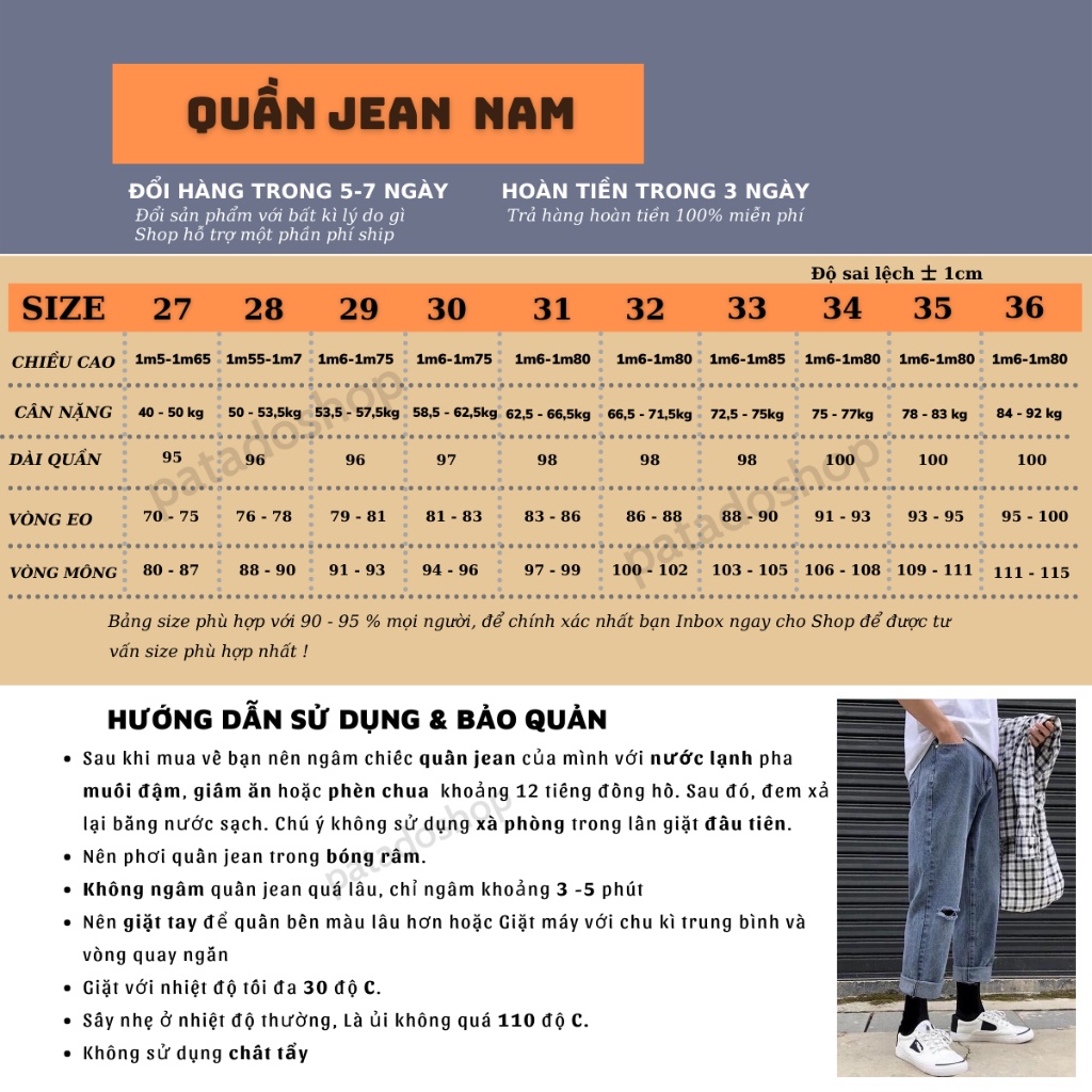 Quần bò jean baggy nam ống suông rộng rách 1 gối hottred hàn quốc 2022