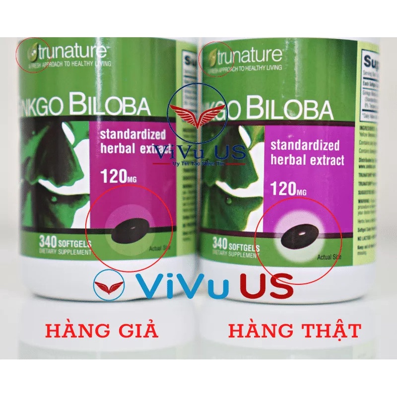 Viên Uống Bổ Não Ginkgo Biloba Trunature 340 Viên Mỹ kèm bill mua hàng USA