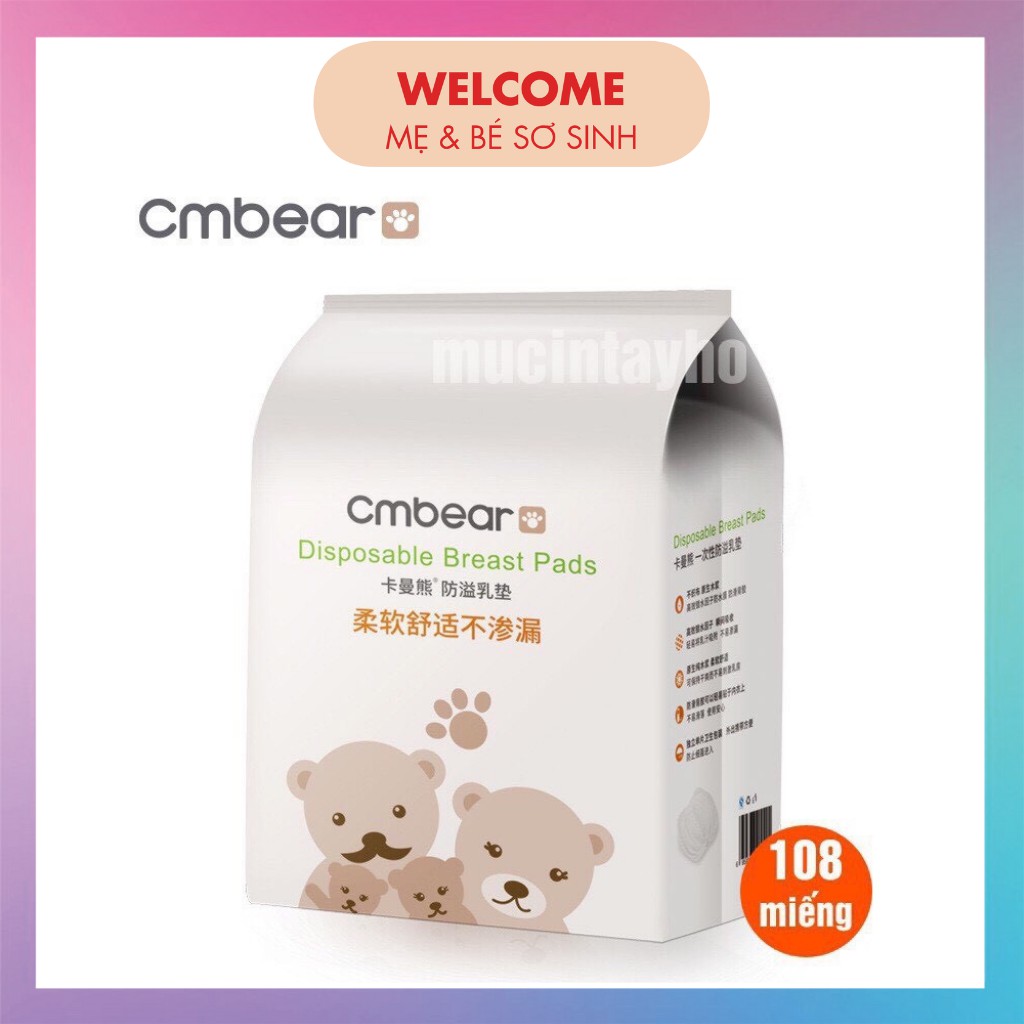 LÓT THẤM SỮA ⚡️FREESHIP⚡️ Miếng Lót Thấm Sữa CMBear Bịch 108 Miếng