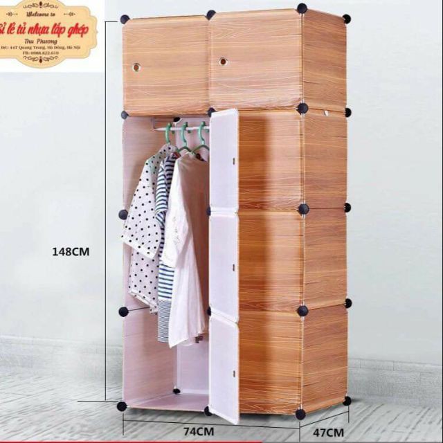 MẪU BÁN CHẠY NHẤT- TỦ NHỰA LẮP GHÉP ĐA NĂNG 8 Ô SÂU 47CM. MÀU VÂN GỖ SANG CHẢNH PHUD HỢP MỌI LỨA TUỔI