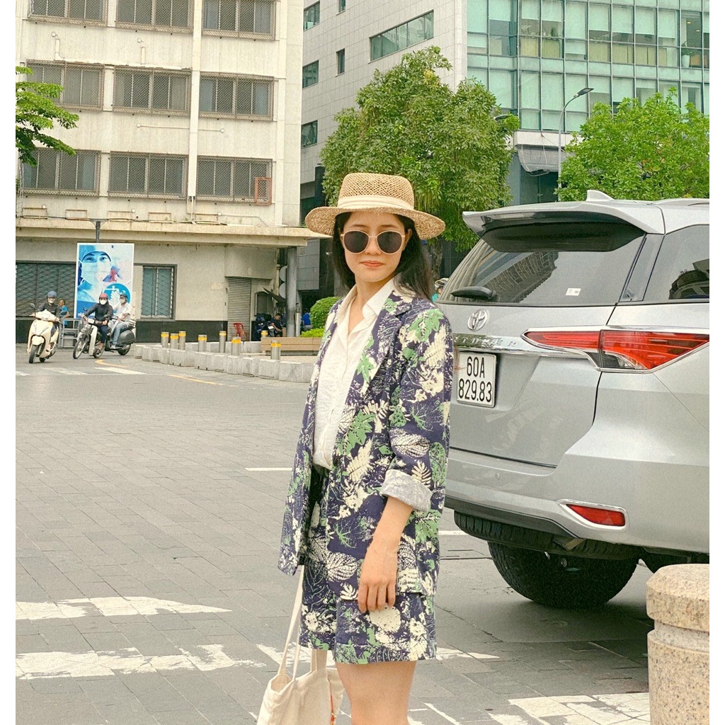 Áo vest nữ blazer KHÀN áo khoác nữ linen hoạ tiết 1 lớp phong cách Hàn Quốc thời trang thanh lịch trẻ trung cá tính