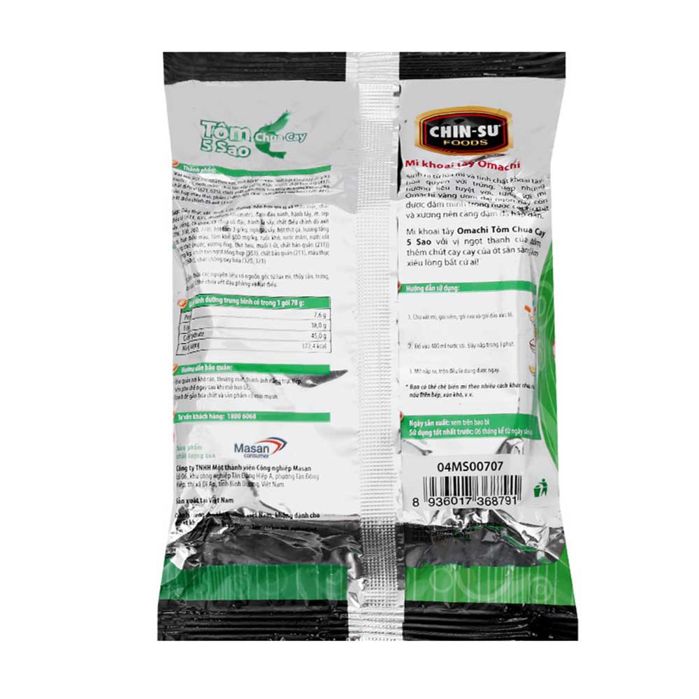  Mì khoai tây Omachi tôm chua cay 5 sao gói 78g | BigBuy360 - bigbuy360.vn