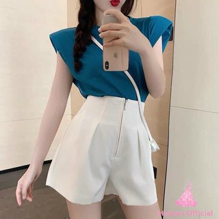 Quần Sooc Nữ Cạp Cao Human - Quần Đùi Short Khóa Trước Tôn Dáng Phong Cách Hàn Quốc