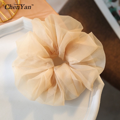 Buộc tóc scrunchies voan trơn lớn