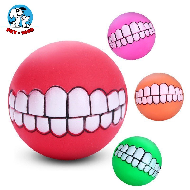 Bóng Gặm Cao Su Hình Răng Cười Ngộ Nghĩnh Có Tiếng Kêu Giúp Sạch Răng Cho Chó Mèo