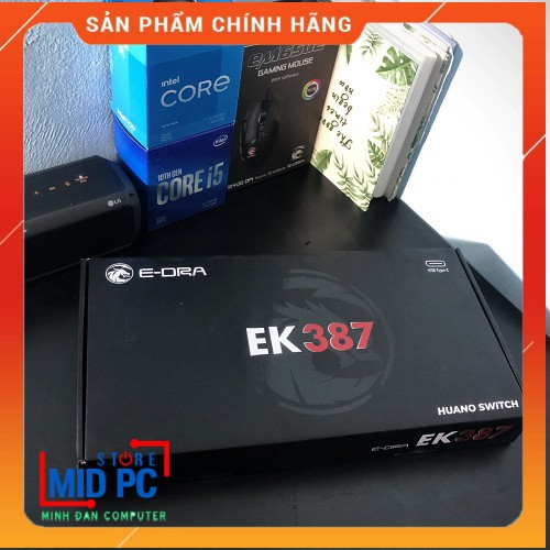 Bàn Phím Cơ Gaming EDRA EK387 Led Rainbow Huano Switch - Dây Cáp TypeC Phiên Bản Mới nhất - BH chính hãng 24 tháng
