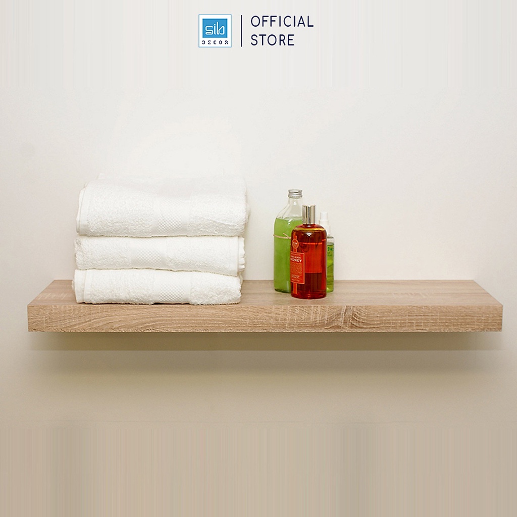 Kệ Gỗ Treo Tường Thanh Ngang Không Giá Đỡ 60x20cm Màu Trắng, Đen, Vân Gỗ Thương Hiệu SIB Decor