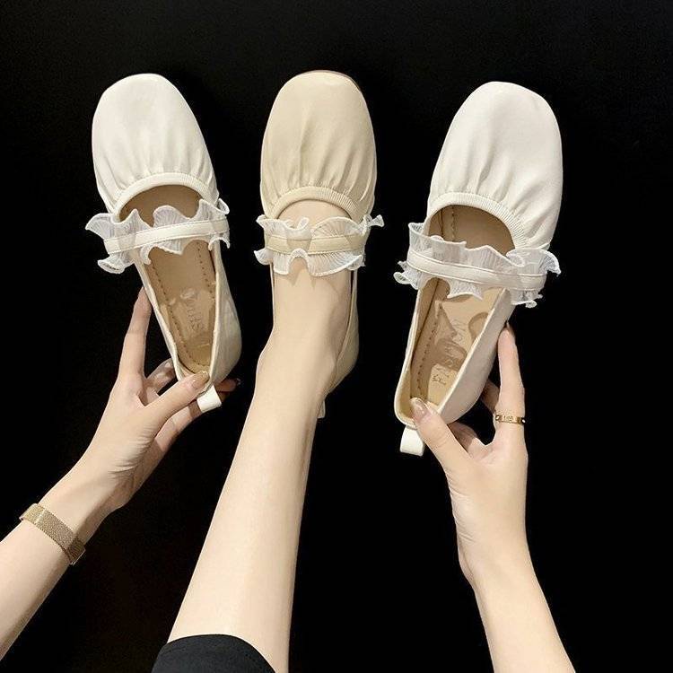 Giày Búp Bê Đế Bằng Mềm Mại Dễ Phối Đồ Thời Trang Mùa Thu Cho Mẹ Bầu Phong Cách Pháp 2021